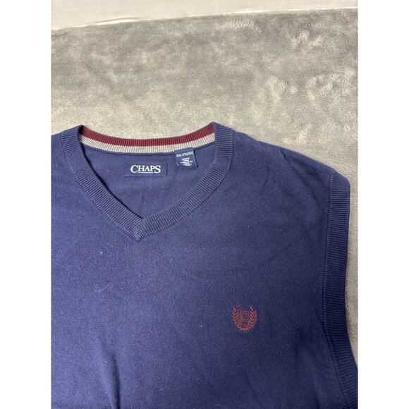 Chaps Mens Navy V-Neck Sweater Vest XXL Layering Office Professional All Seasons - Picture 7 of 9